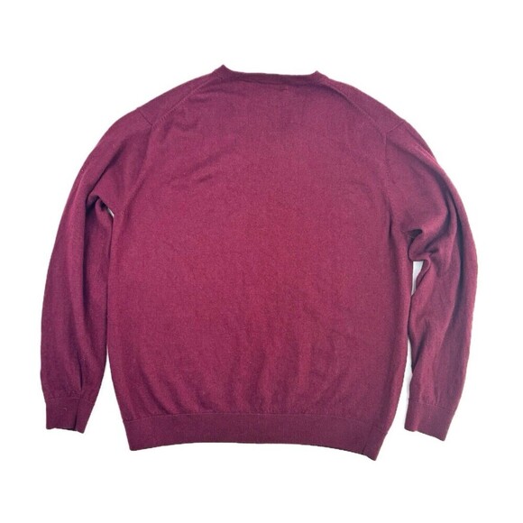 Turnbury Merino Wool Sweater Mens XL Red Maroon V-Neck Pullover Long Sleeve - Picture 7 of 13
